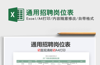 2021年通用招聘崗位表
