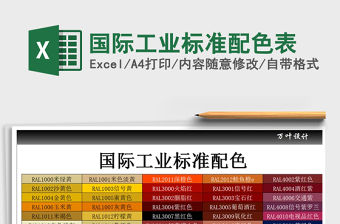 2021年國際工業(yè)標(biāo)準(zhǔn)配色表