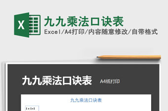 2021年九九乘法口訣表