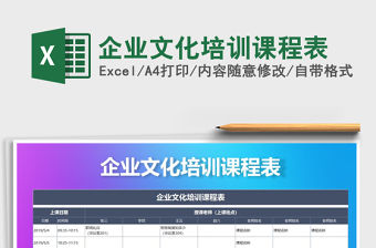 2021年企業文化培訓課程表
