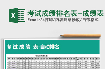 2021年考試成績排名表-成績表