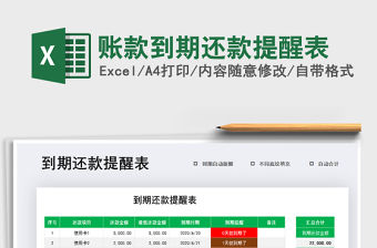 2021年賬款到期還款提醒表