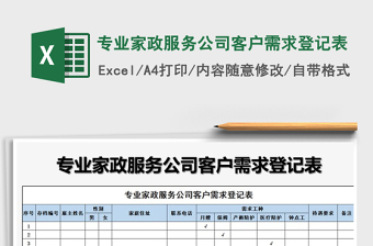 2022专业家政服务公司客户需求登记表