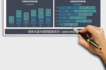 2021年商务水蓝半透明系列图表柱形图条形图