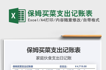 2021年保姆買菜支出記賬表