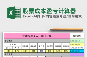 2021年股票成本盈虧計(jì)算器
