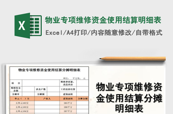 2021年物業(yè)專項(xiàng)維修資金使用結(jié)算明細(xì)表