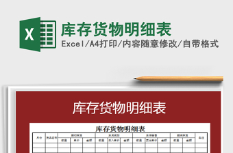 2021年庫存貨物明細表