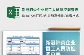 2021年新冠肺炎企业复工人员防控调查表