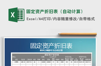 2021年固定資產折舊表（自動計算）