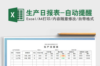 2021年生產日報表-自動提醒