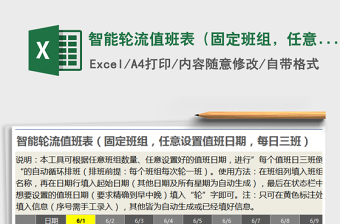 2021年智能輪流值班表（固定班組，任意設(shè)值班日，每日三班）