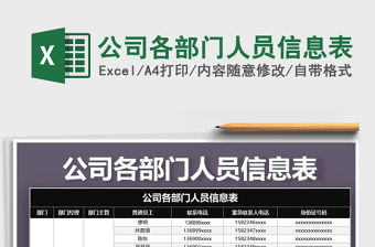 2021年公司各部門人員信息表
