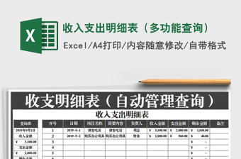 2021年收入支出明細(xì)表（多功能查詢）