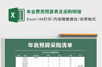 2021年年會費用預算表及采購明細