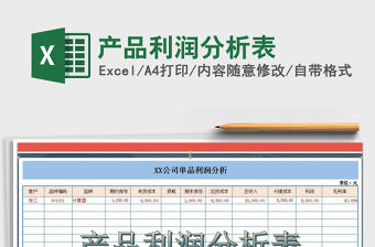 2021年產(chǎn)品利潤分析表