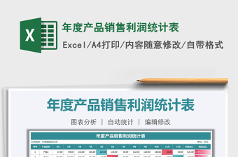2021年年度產(chǎn)品銷售利潤統(tǒng)計表