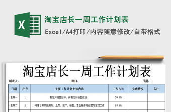2021年淘寶店長一周工作計劃表
