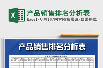 2021年產(chǎn)品銷售排名分析表