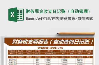 2021年財務現金收支日記賬（自動管理）