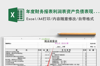 2021年年度財務報表利潤表資產負債表現金流量表模板帶公式