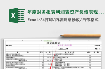 2021年年度財務(wù)報表利潤表資產(chǎn)負債表現(xiàn)金流量表模板帶公式