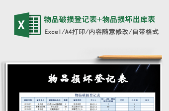 2021年物品破損登記表+物品損壞出庫表