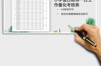 2021年小學值日教師一日工作量化考核表