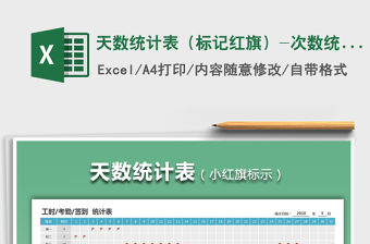 2021年天數(shù)統(tǒng)計(jì)表（標(biāo)記紅旗）-次數(shù)統(tǒng)計(jì)表-考勤表
