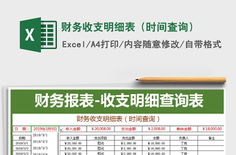 2021年財務(wù)收支明細表（時間查詢）