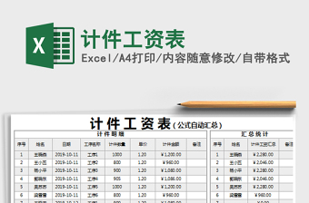 2021年計件工資表