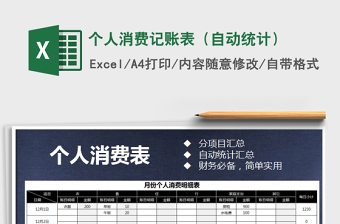 2021年個人消費記賬表（自動統(tǒng)計）
