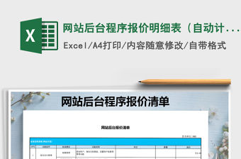 2021年網站后臺程序報價明細表（自動計算）