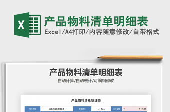 2021年產(chǎn)品物料清單明細(xì)表