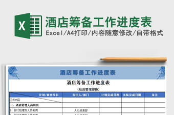 2021年酒店籌備工作進(jìn)度表免費(fèi)下載