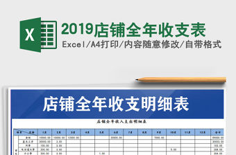 2021年2019店鋪全年收支表