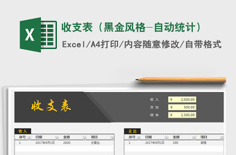 2021年收支表（黑金風格-自動統計）