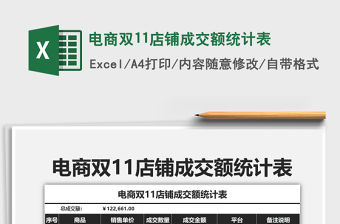 2021年電商雙11店鋪成交額統計表免費下載
