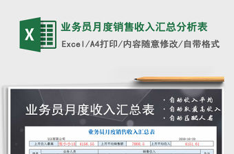 2021年業務員月度銷售收入匯總分析表