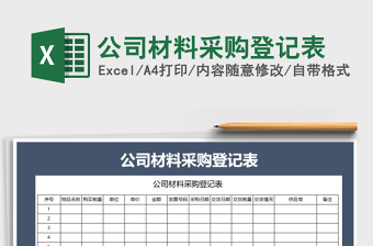 2021年公司材料采購(gòu)登記表