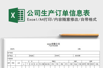 2021年公司生產訂單信息表