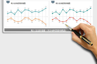 2021年財務收入支出折線圖 趨勢對比 圖表模板