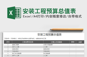 2021水电安装工程预算表