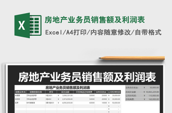 2021年房地產(chǎn)業(yè)務(wù)員銷售額及利潤表