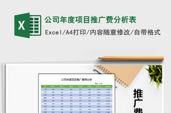 2021年公司年度項(xiàng)目推廣費(fèi)分析表