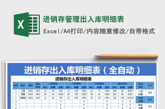 2021年進(jìn)銷存管理出入庫明細(xì)表