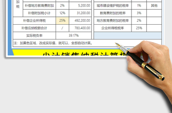 2021年少計銷售納稅計算模版