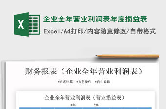 2021年企業全年營業利潤表年度損益表