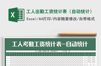 2021年工人出勤工資統計表（自動統計）