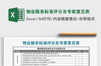 2021年物業(yè)服務(wù)標(biāo)準(zhǔn)評分及專家意見表